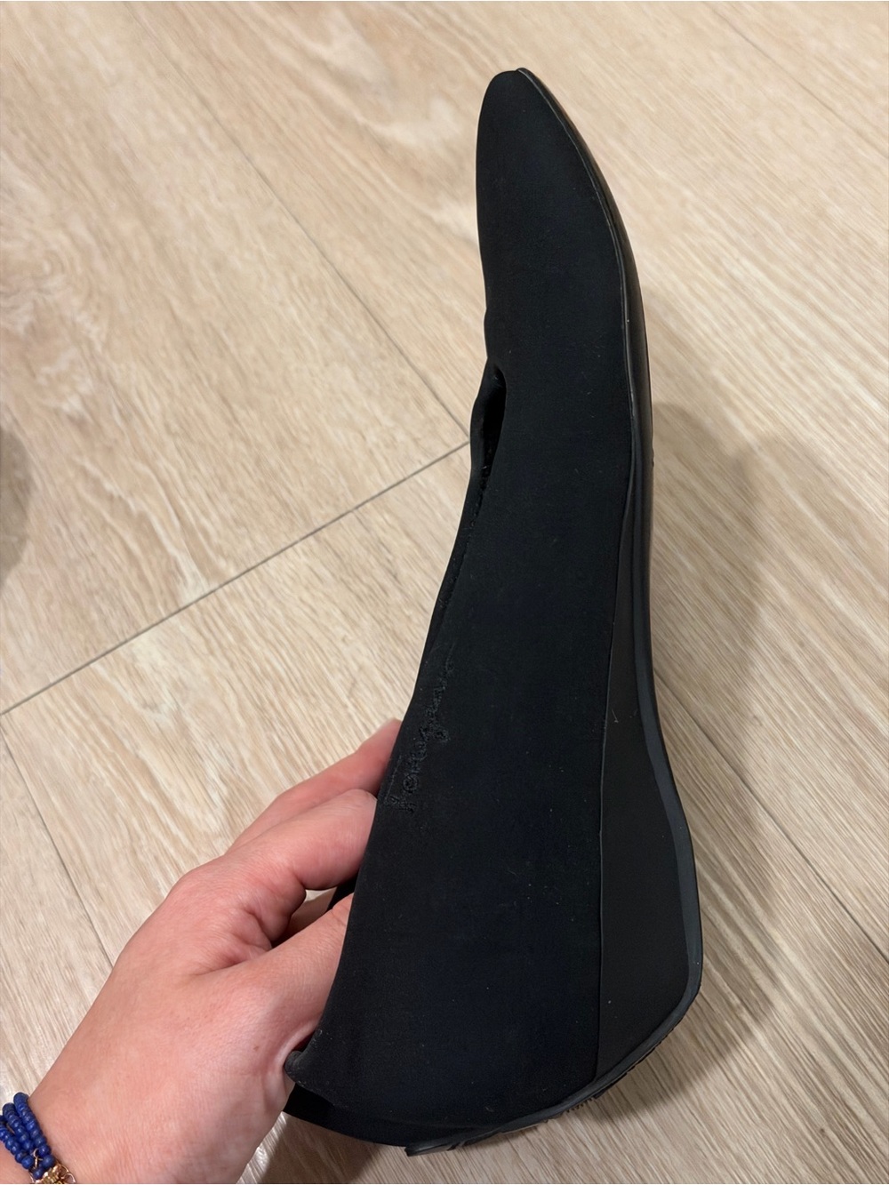 Salvatore Ferragamo Black Nylon Semi-Pointed Ballet Flats 6.5–7 - Picture 3 of 5